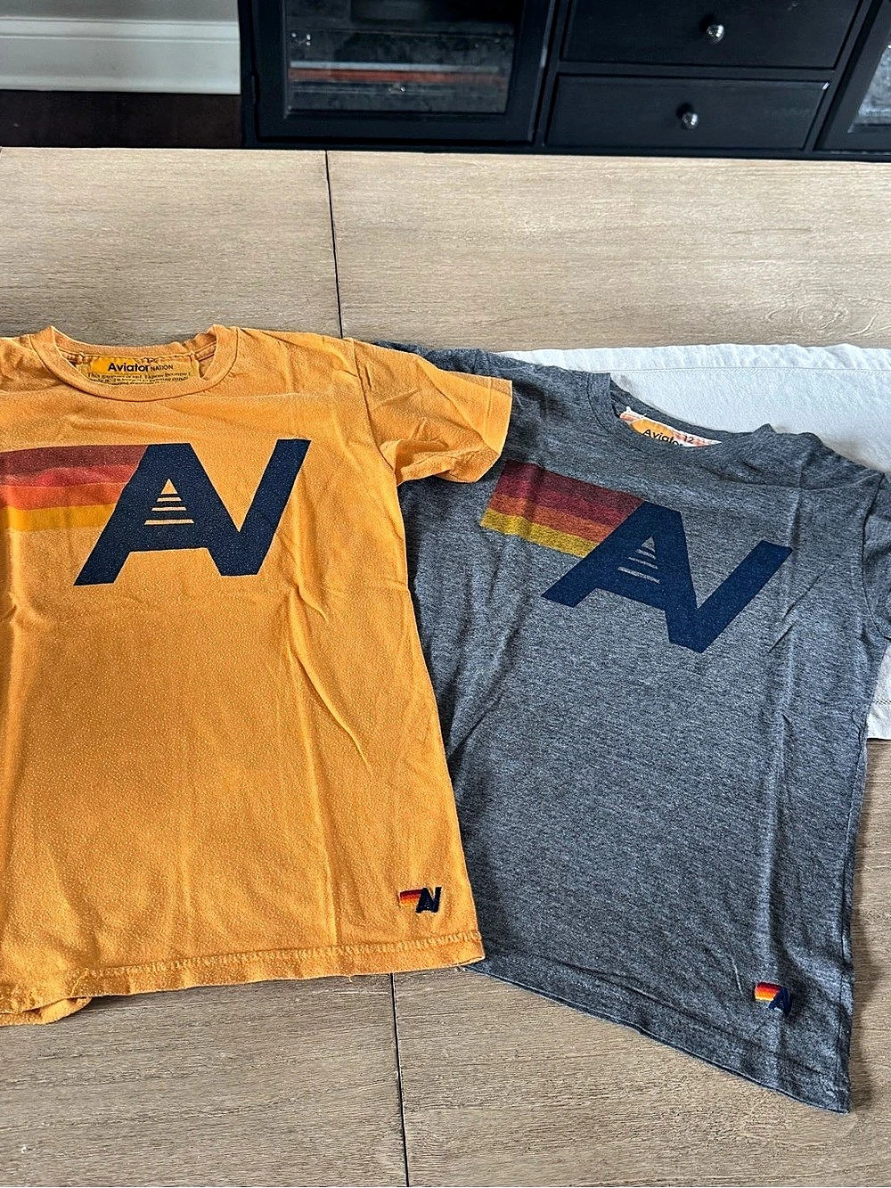 Aviator Nation Kids Bolt T-Shirt Tees Orange & Gray Girls Size 12